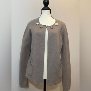 Hekla & Co. Merino wool cashmere blend open front cardigan double-knit EUC XL